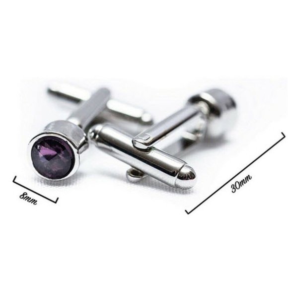 Classic Men's Lavender Dot Cufflinks - Picture 3 of 6